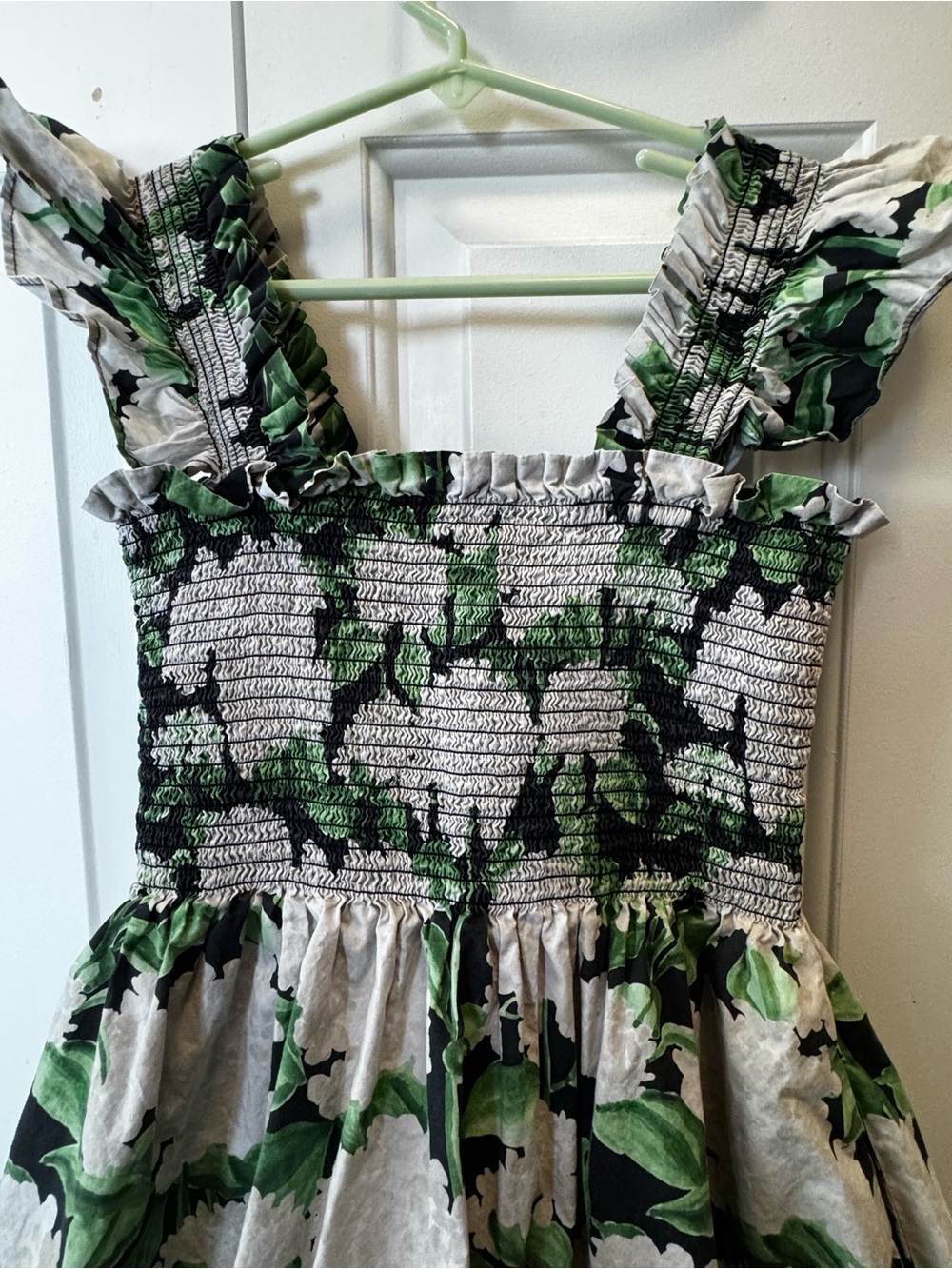 Hill House Green and White Floral Smocked Sundress